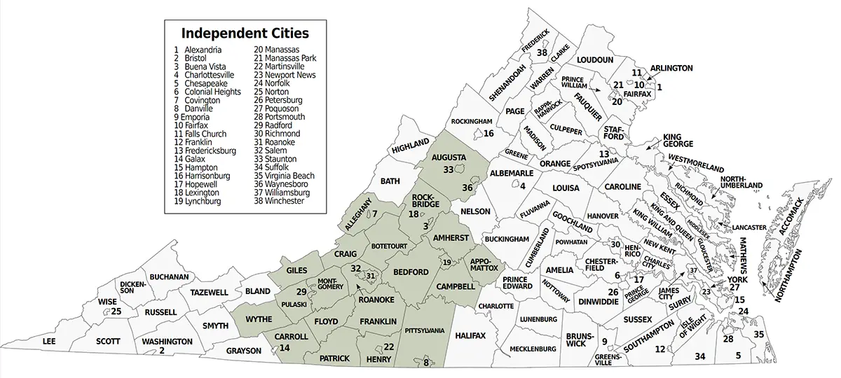 Virginia Services Map